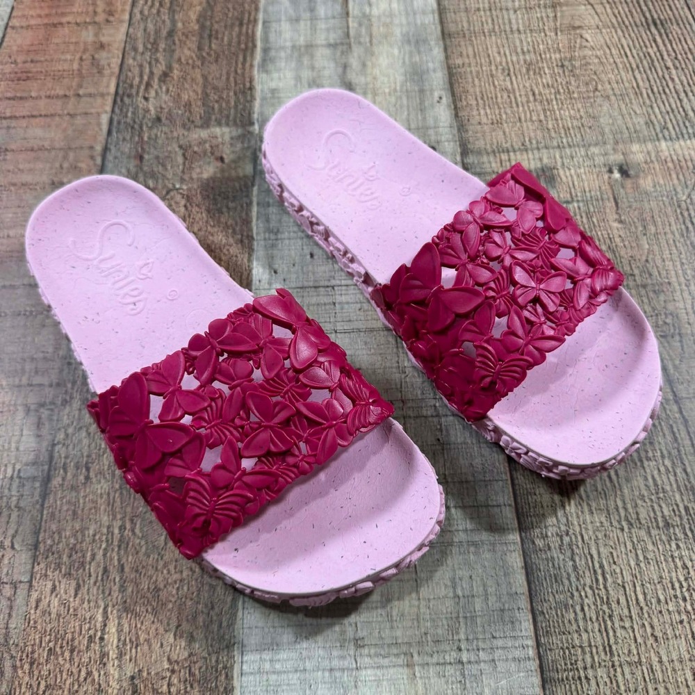 Sunies Butterfly Pink Jelly Slide Sandals Womens Size 6 US 36 EU Eco Friendly